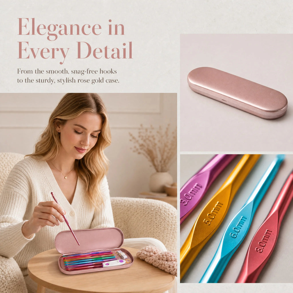 Crochet Hook Kit with Portable Storage Box Material Pack for Sewing Crocheting Beginner Set