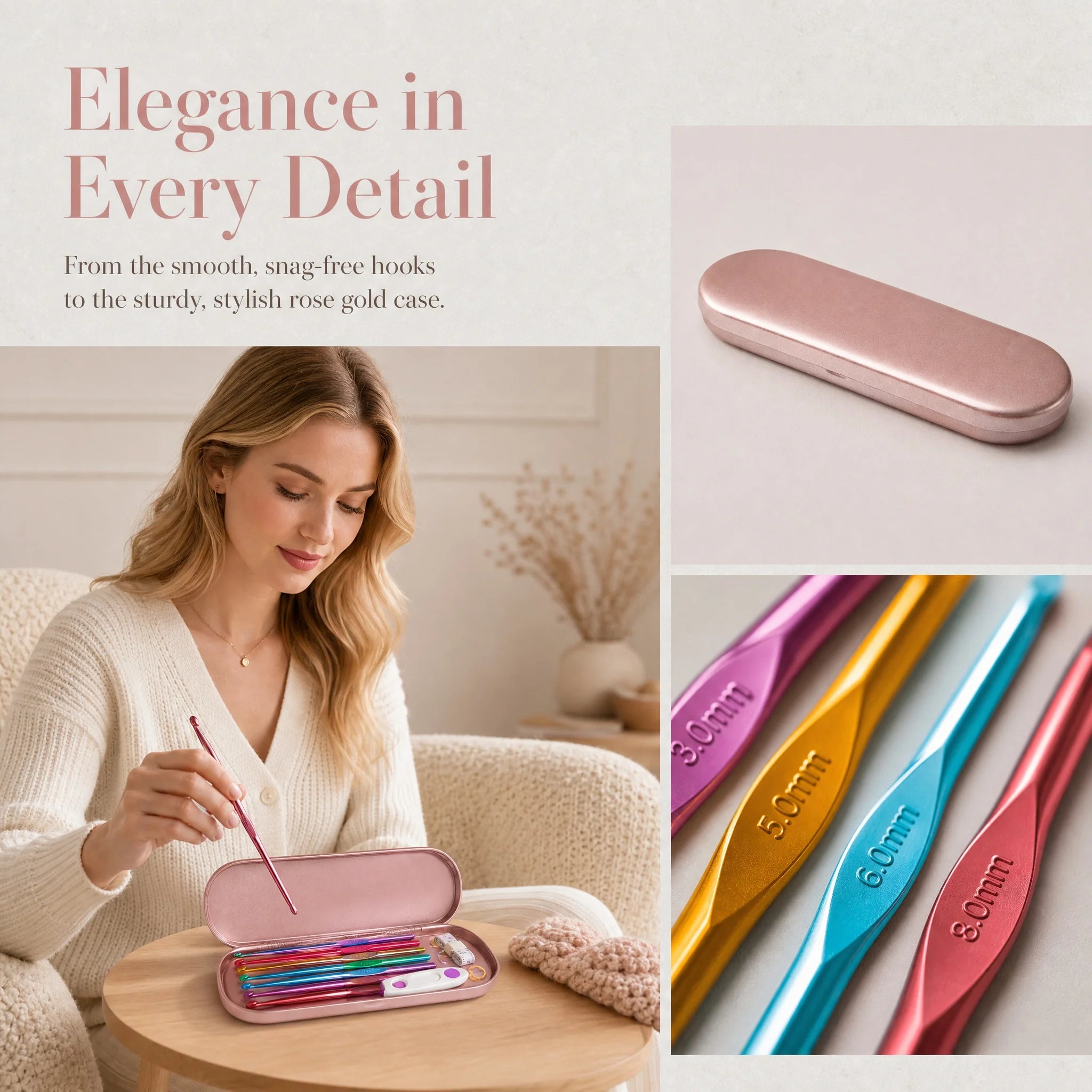 Crochet Hook Kit with Portable Storage Box Material Pack for Sewing Crocheting Beginner Set