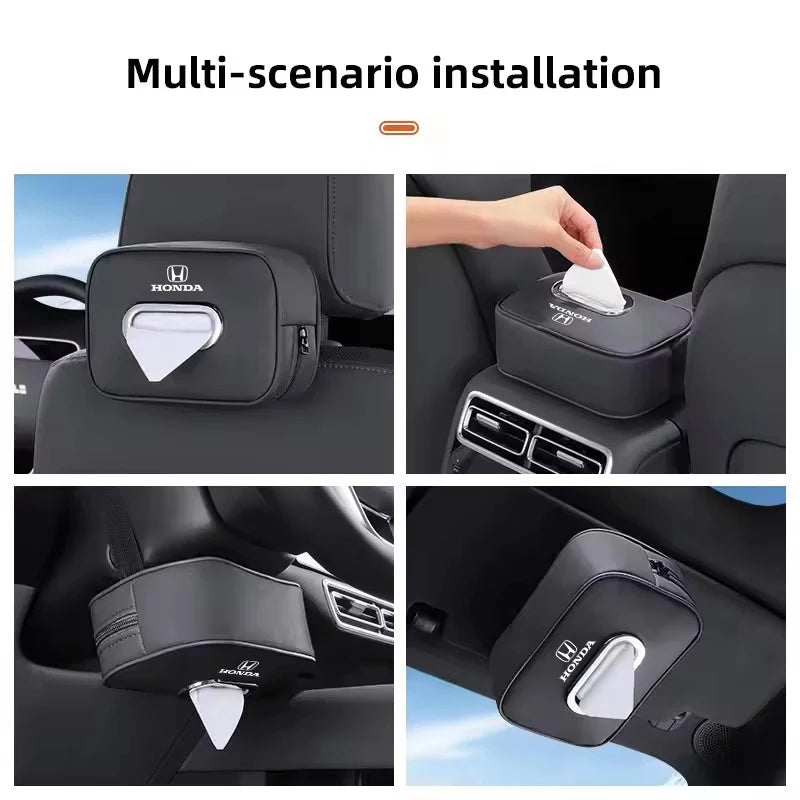 Leather Car Tissue Box Holder Rear Seat Storage Bag for Honda Civic Fit Jazz Accord Pilot CRV Odyssey Passport City Shuttle HRV