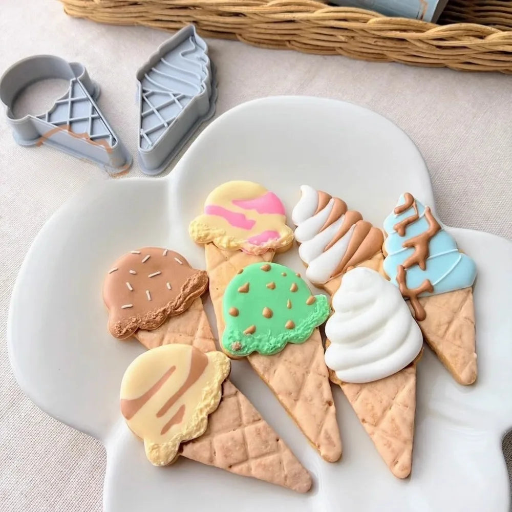 Ice Cream Cone Shape Cookie Mold Ice Cream Cone Chocolate Fondant Biscuit Mold Cake Dessert Gift Making Tools