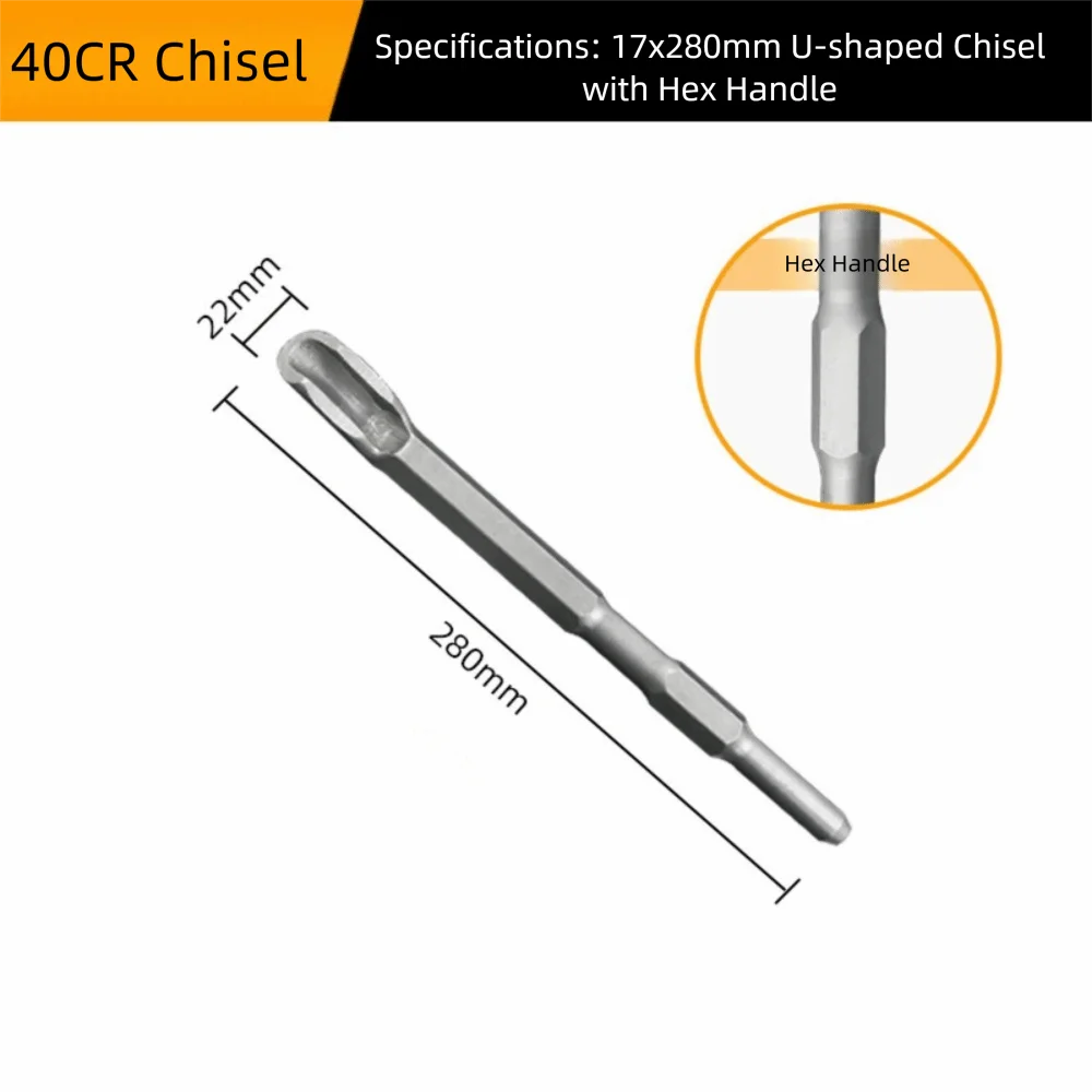 Hexagonal Shank Slotting Flat Chisel Silver Steel Impact Drill Bit Wear-resistant Flat Head Electric Hammer Drill Bit Concrete