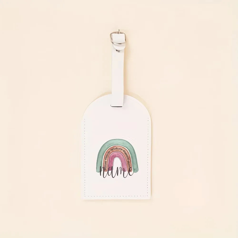 Custom Personalized Rainbow Name Luggage Tags PU Material Suitcase Travel Accessories Bag Tags Birthday Wedding Gifts
