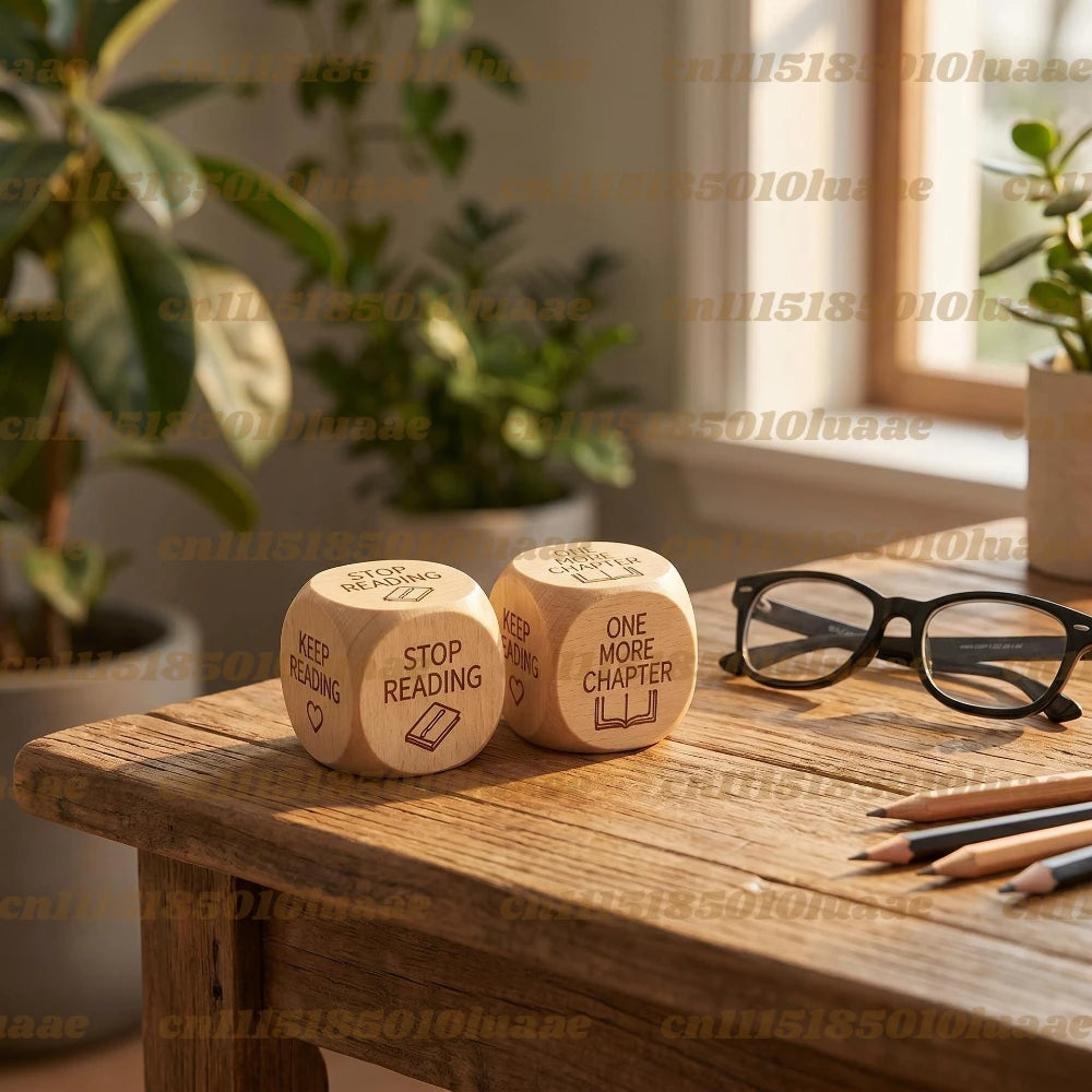 2PCS Wooden Reading Decision Dice,Wooden Reading Decision Dice Book Lover Gifts,Fun Bookish Desk Decor,Funny Gift