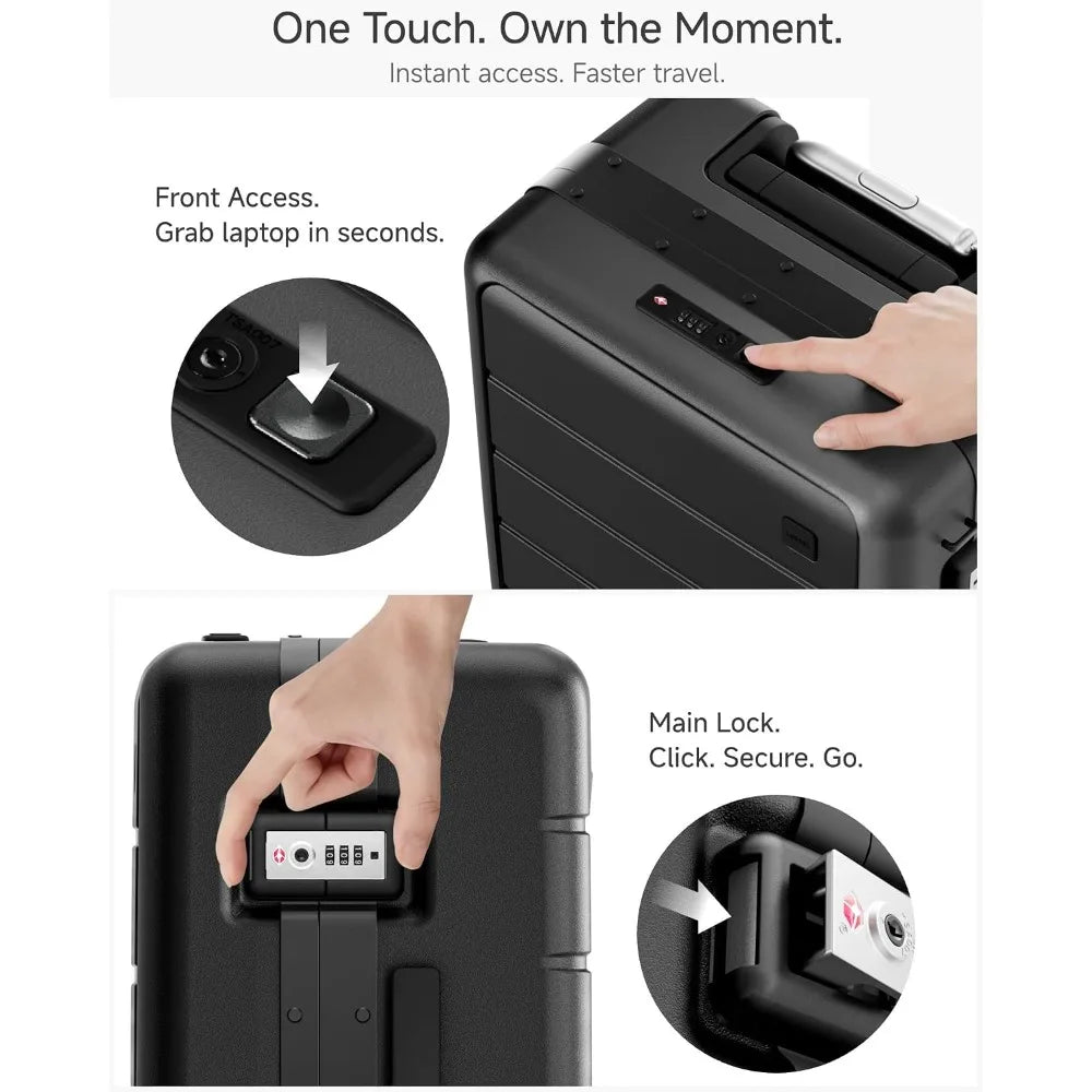 HUP Pro 21" Zipperless Carry On Luggage 38L Front Opening Compartment Suitcase Spinner Wheels, Customized