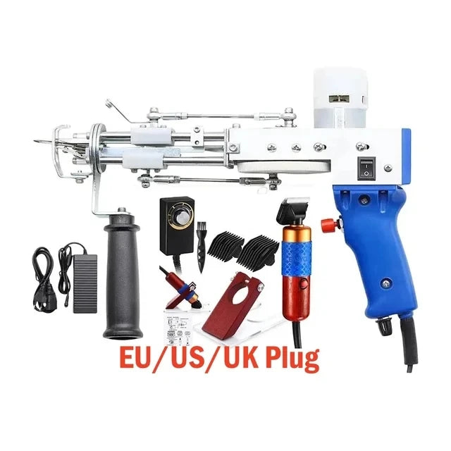 Tufting Gun 2 in 1 Set Electric Carpet Tufting Gun Electric Carpet Tapis Knitting Tufting Pistol Weaving Flocking Rug Machine