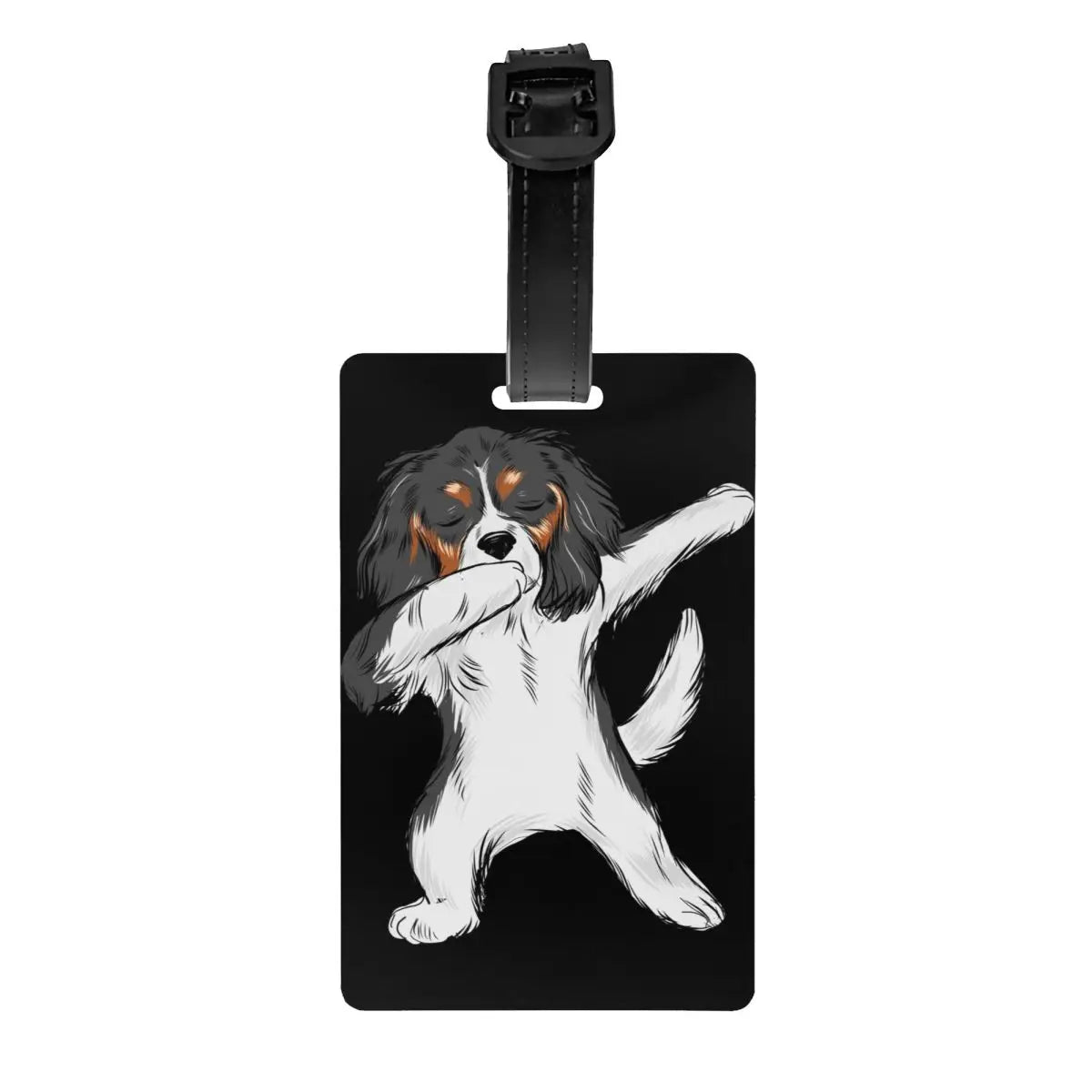 Custom Cavalier King Charles Spaniel Pet Portraits Art Luggage Tag Dog Suitcase Baggage Privacy Cover ID Label