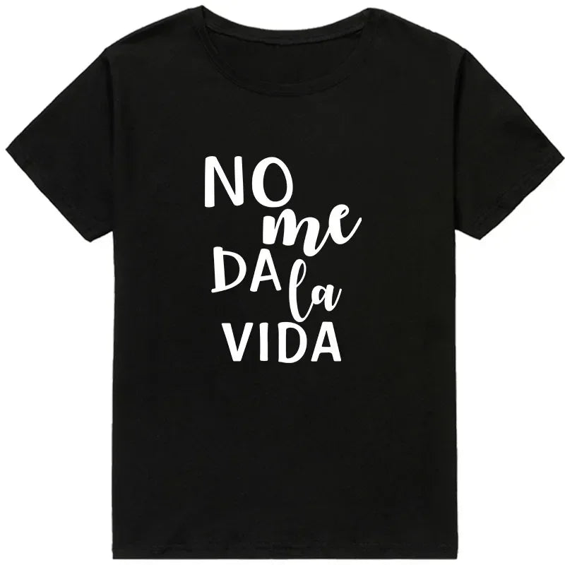 Casual Basics Ocollar White Shirt Short Sleeve Ladies T-shirt Drop Ship Letter It Doesn't Give Me Life Print Ladies T-shirt