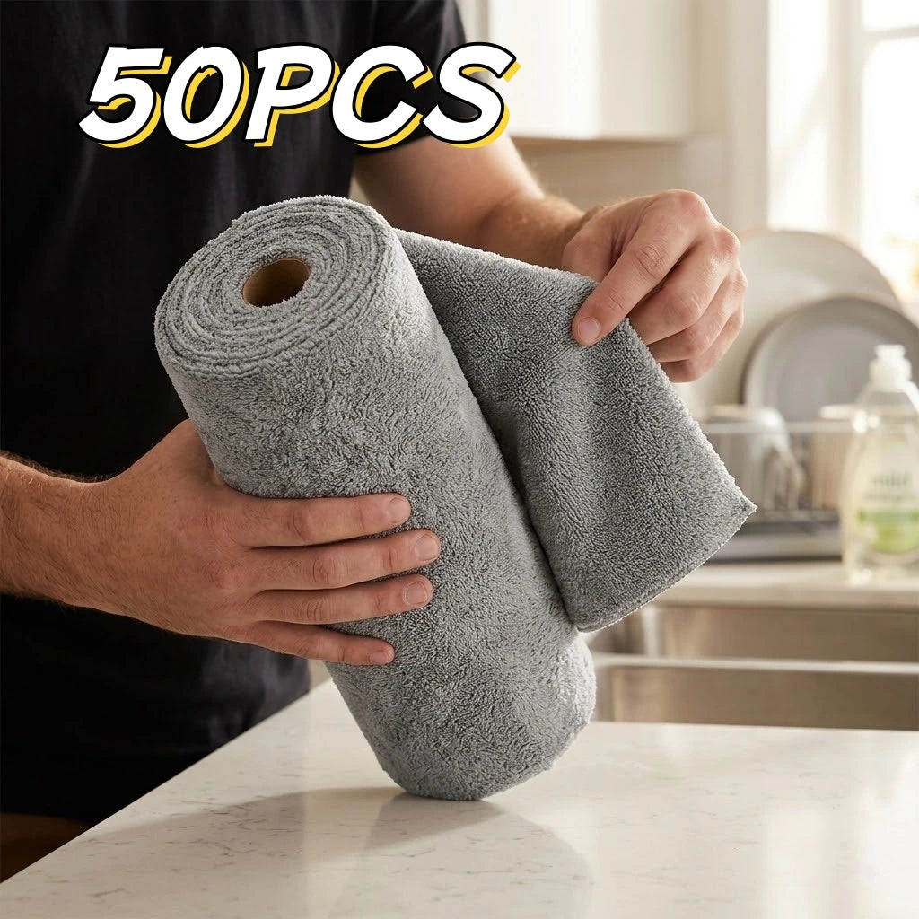 Thickened Microfiber Cleaning Cloths, Highly Absorbent Lint-Free Rags, Reusable Disposable Towels for Home Kitchen Car