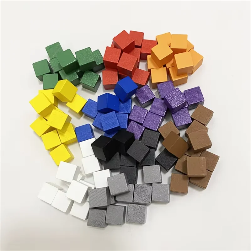 100Pcs/lots 10mm Wood Cubes Colorful Dice Chess Pieces Right Angle For Token Puzzle Board Games Early Education