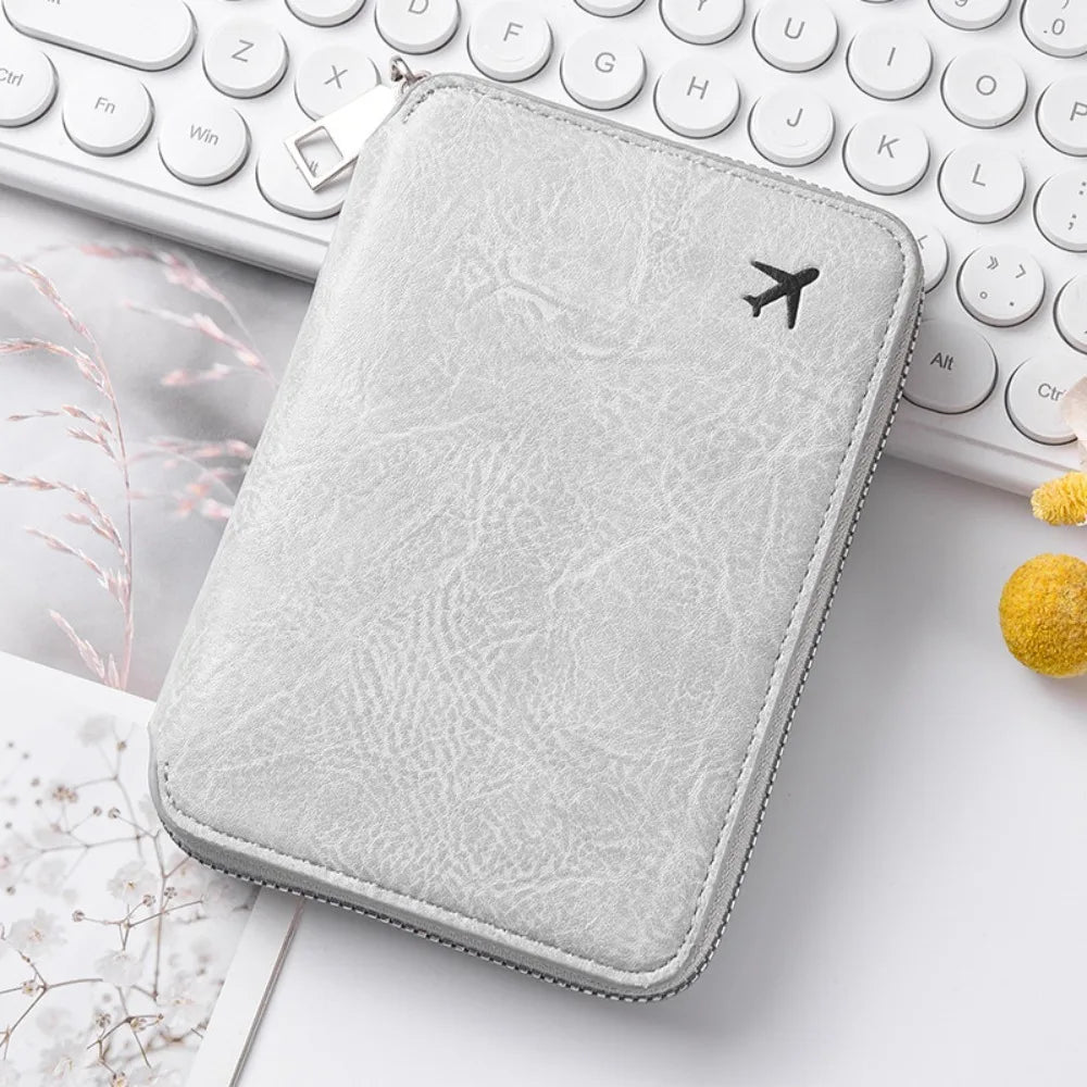 Fashionable Large Capacity ID Passport Case Zippered PU Leather Travel Passport Holder Credit Card Case Travel