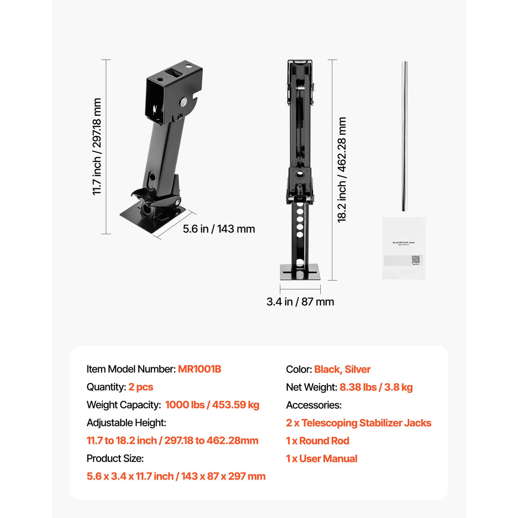 SucceBuy Telescoping Stabilizer Jack 2PCS Telescoping Folding Trailer Jack Trailer Swing Down Stabilizer Jack for RV Trailer