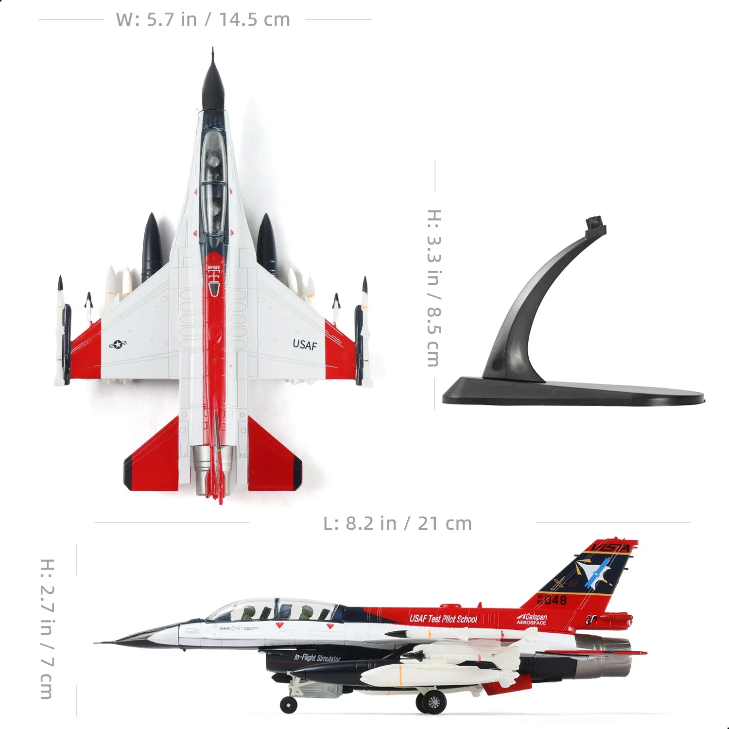 NUOTIE 1/72 F-16D X-62 VISTA USAF Test Pilot School Pre-Built Diecast Model with Stand Collection Gift for Adult