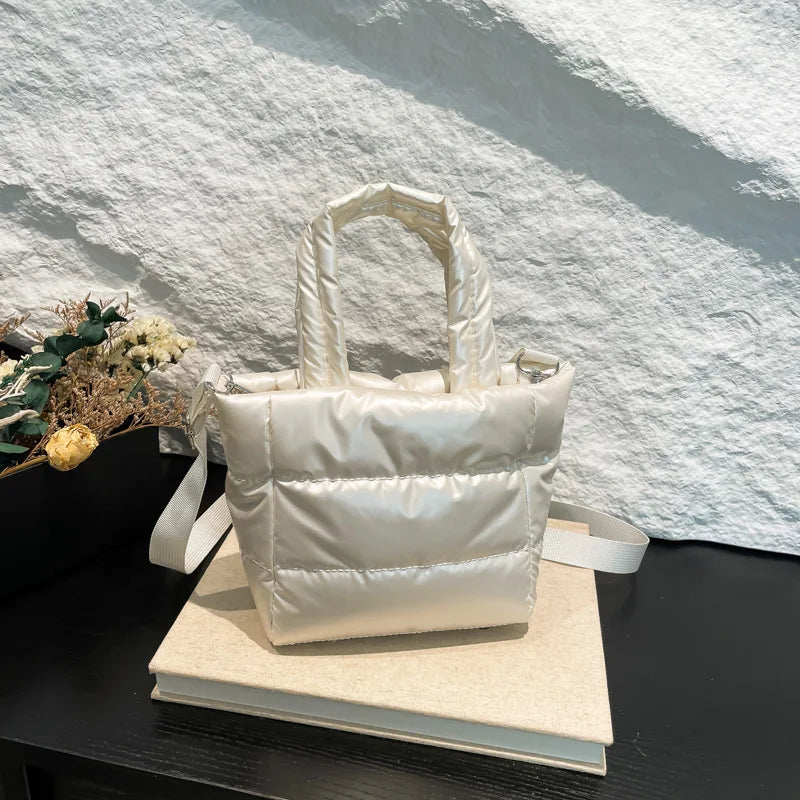 Female Bags Woman Puffy Lightweight Handbag LargeCapacity Quilted Shoulder Bag Adjustable Strap Puffer Tote Handbag Shopping Bag