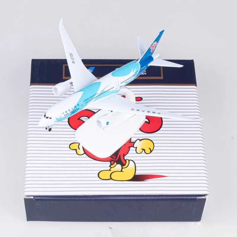 1/300 scale 20cm China Southern B787 Diecast Metal Toy Airplane Model Kit with Stand ＆Wheel for Collections Displays or Gift