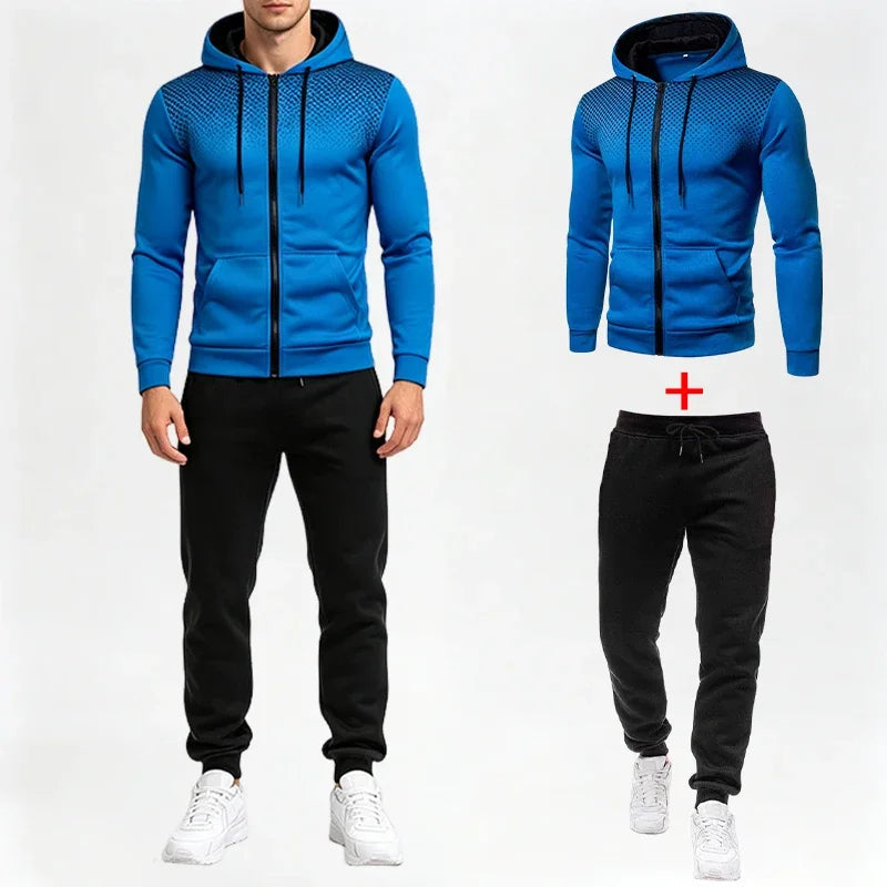 Men's Set/Coat/Pants 2026 Fashion Tracksuit Zipper Hooded Coat & Sweatpants Autumn Winter Daily Casual Sports Jogging Sportswear