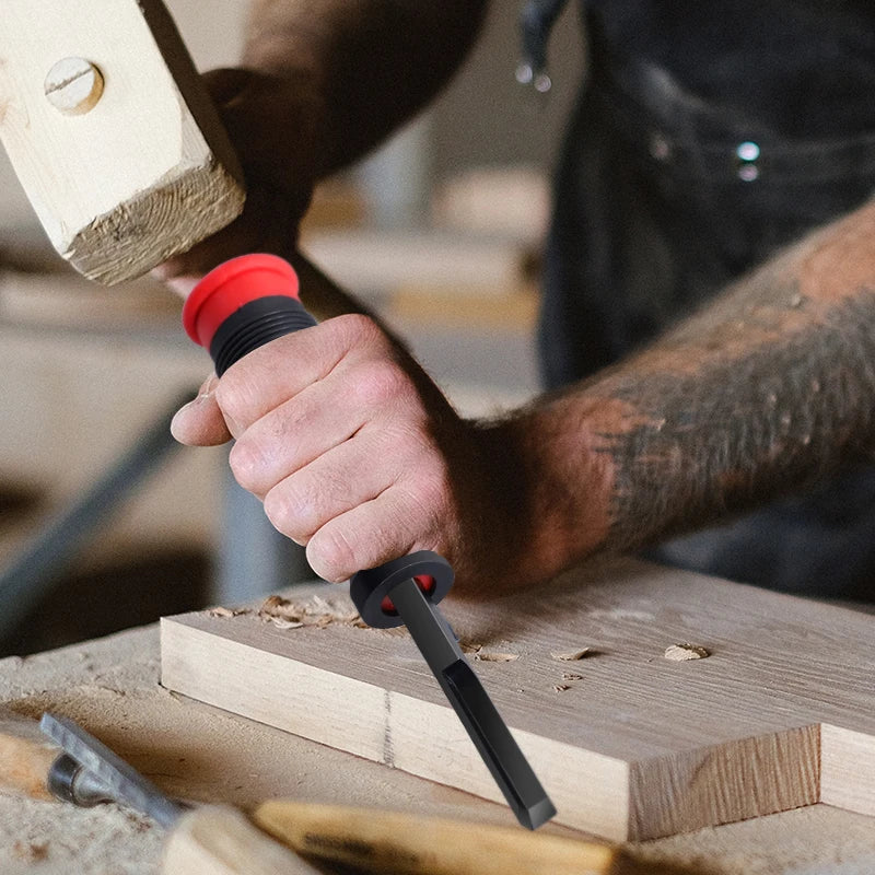 Corner Chisel CR-V 90° Right Angle Cutting Edge with Thick Metal Strike Cap and TPR Handle Hinge Mortise Door Installation Tool