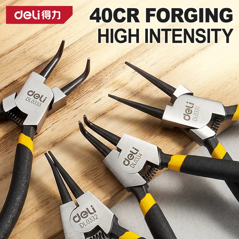 Deli 5inch Circlip Pliers, Needle Nose Pliers, Retaining Ring Pliers, for Removing Installing Puller Locking Rings Shafts