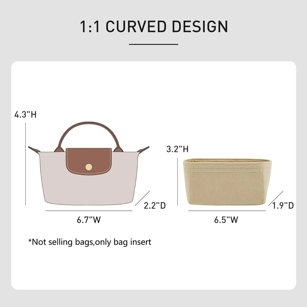 Bag Insert For LongChamp Mini Bag Organizer Felt Mini Bag Organizer for le pliage Green Pouch with Handle Small Handbag Shaper