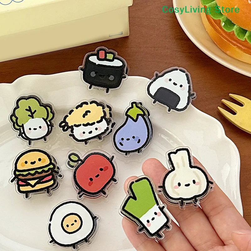 1Pair Cute INS Animated Fruit Sealing Clip Note Clip Cartoon Decoration Gift Acrylic Clip Office Accessories