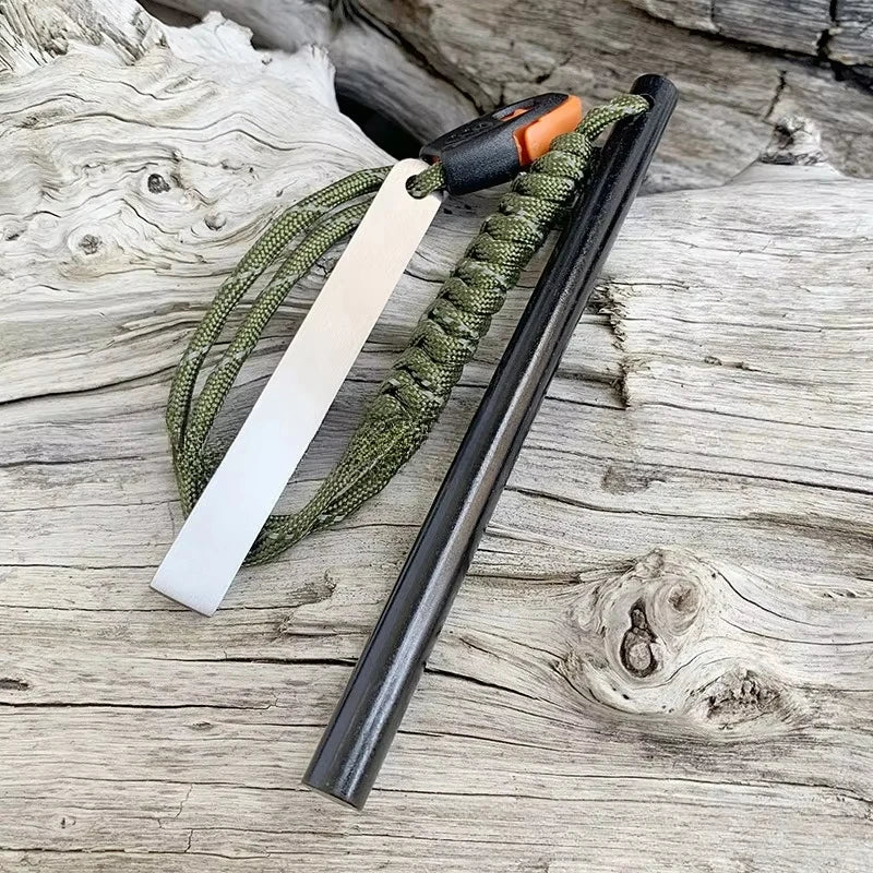 Rainproof Flint Magnesium Rod 10*150mm White Steel Scraper Whistle Camping Gnition Flint Rod EDC Survival Fire Starting Tool
