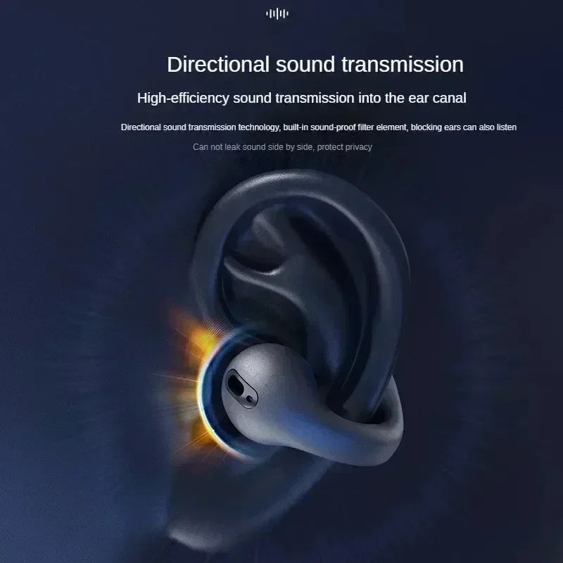 Open Ear Bluetooth 5.3 Earphones Ear Clip Wireless Earbuds Sports Noise Reduction Headphones HD Call Gaming Headsets