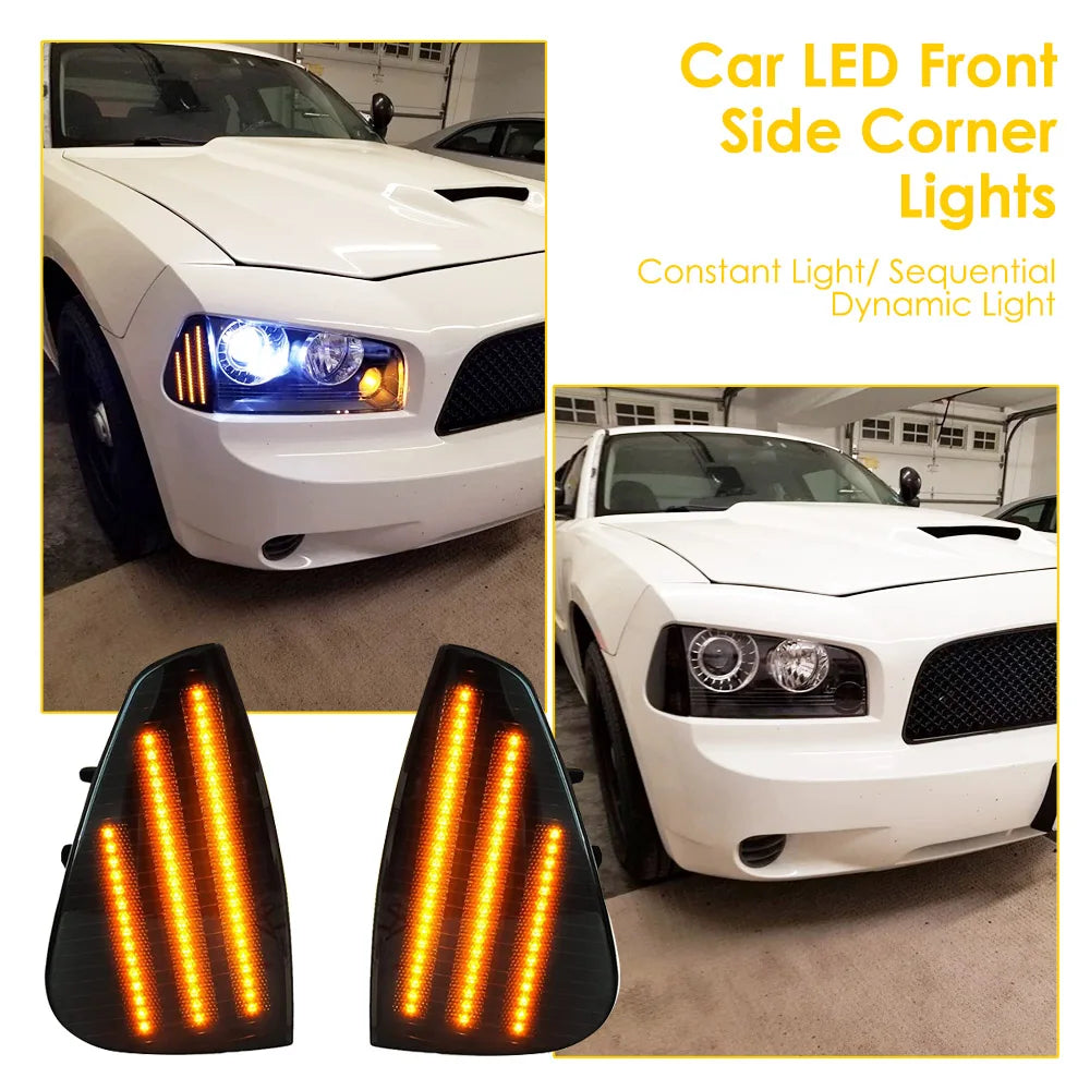 2pcs Car LED Front Side Corner Lights For Dodge Charger 2006 2007 2008 2009 2010 Car Side Marker Lamp 4806219AD 4806218AD
