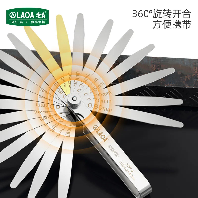 LAOA 14pcFeeler Gauge Metric Size 0.05-1mm Thickness Gauge Set Valves Foliage of Valves Spark Plug Gap For Measurement Probe Gap