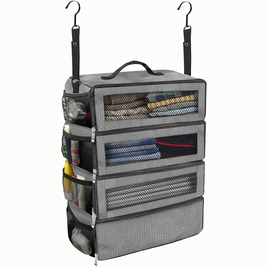 Suitcase Organizer High-capacity Travel Luggage Organizer Hanging Shelve Packing Cube Closet Collapsible Hanging Storage Bags