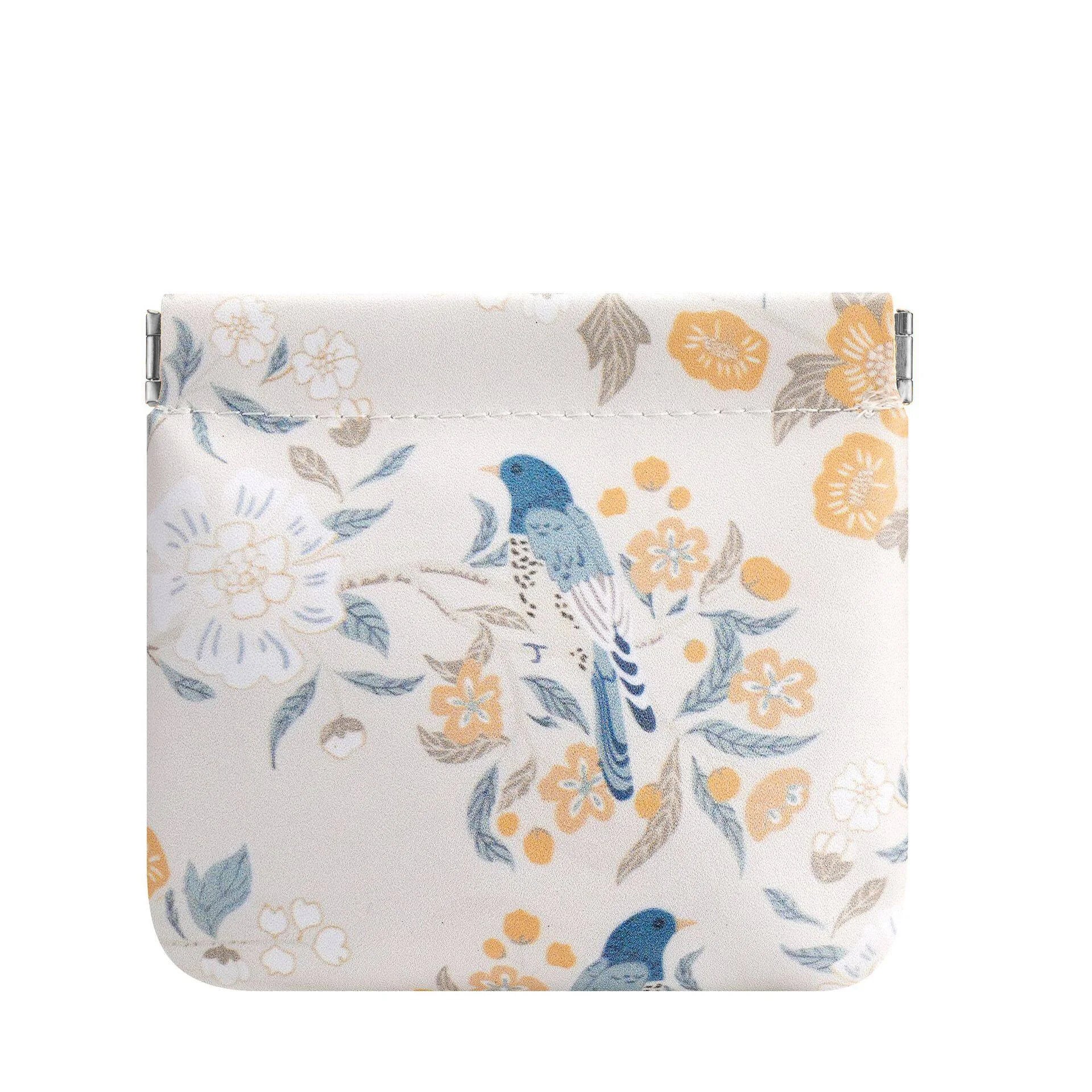 Chinese Floral Print Waterproof Auto-close Pouch, Multi-functional Portable Organizer for Cable Lipstick Coin Cosmetics