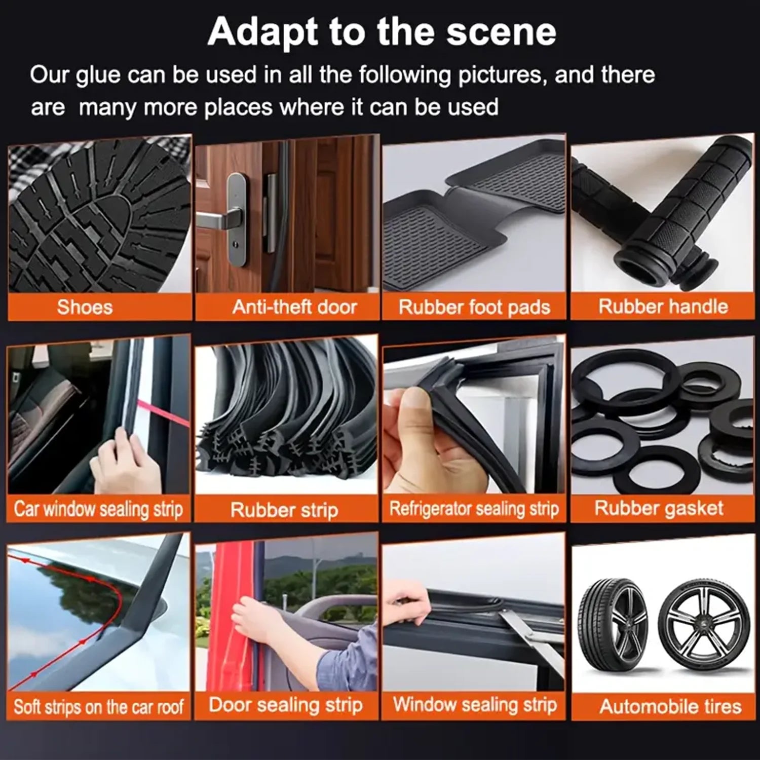 LOOLIFL, Super glue, rubber, tire adhesive, black has ductility, high temperature resistance, transparency and high strength