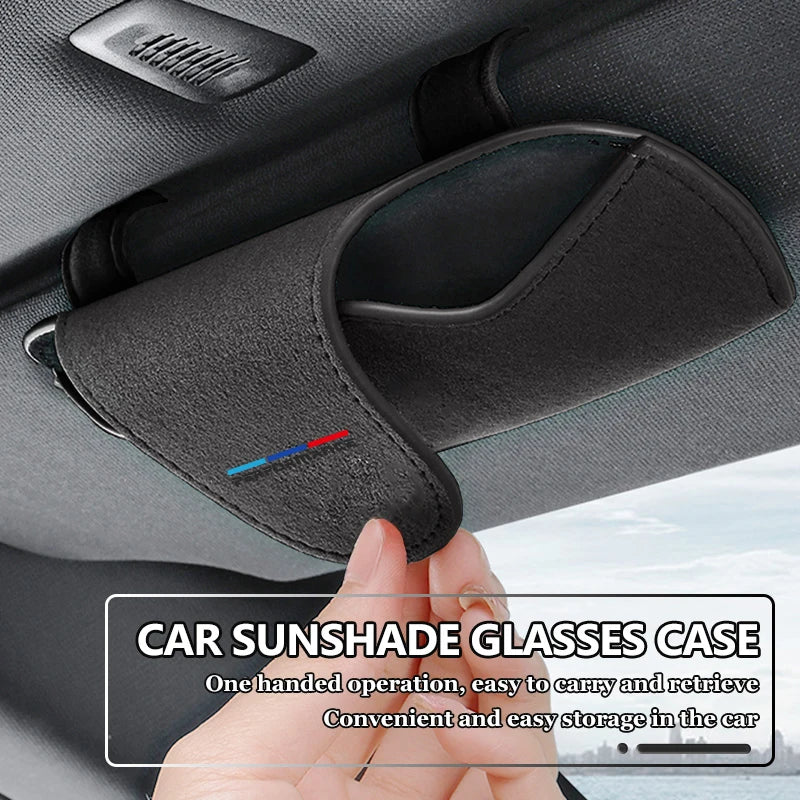 Suede Car Eyeglass Case Sun Visor Glasses Holder Magnetic Clips For BMW 1 3 5 Series X1 X3 X4 X5 X7 G20 G38 F20 F39 F48 E46