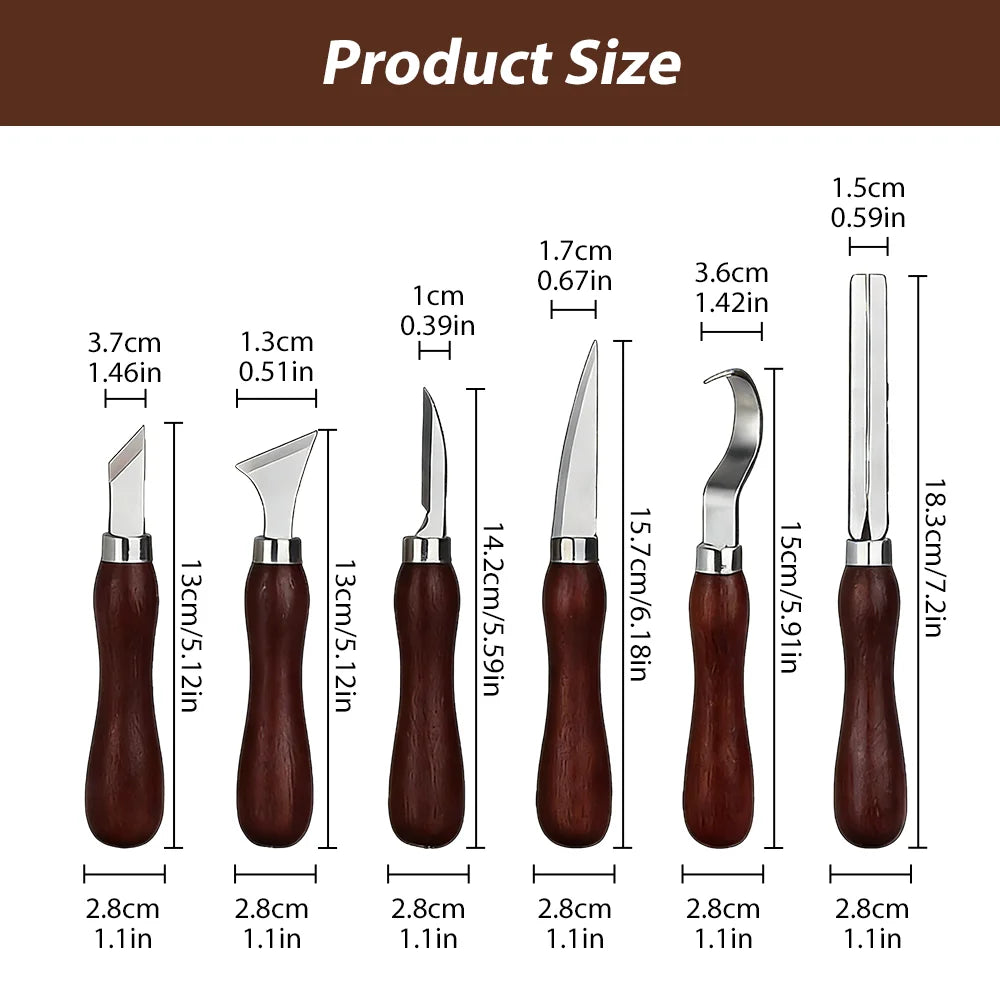 Wood Carving Knife Chisel Set, Stainless Steel Wood Whittling Knife for DIY Woodworkers/Detail Carving, Leather Craft Beveller