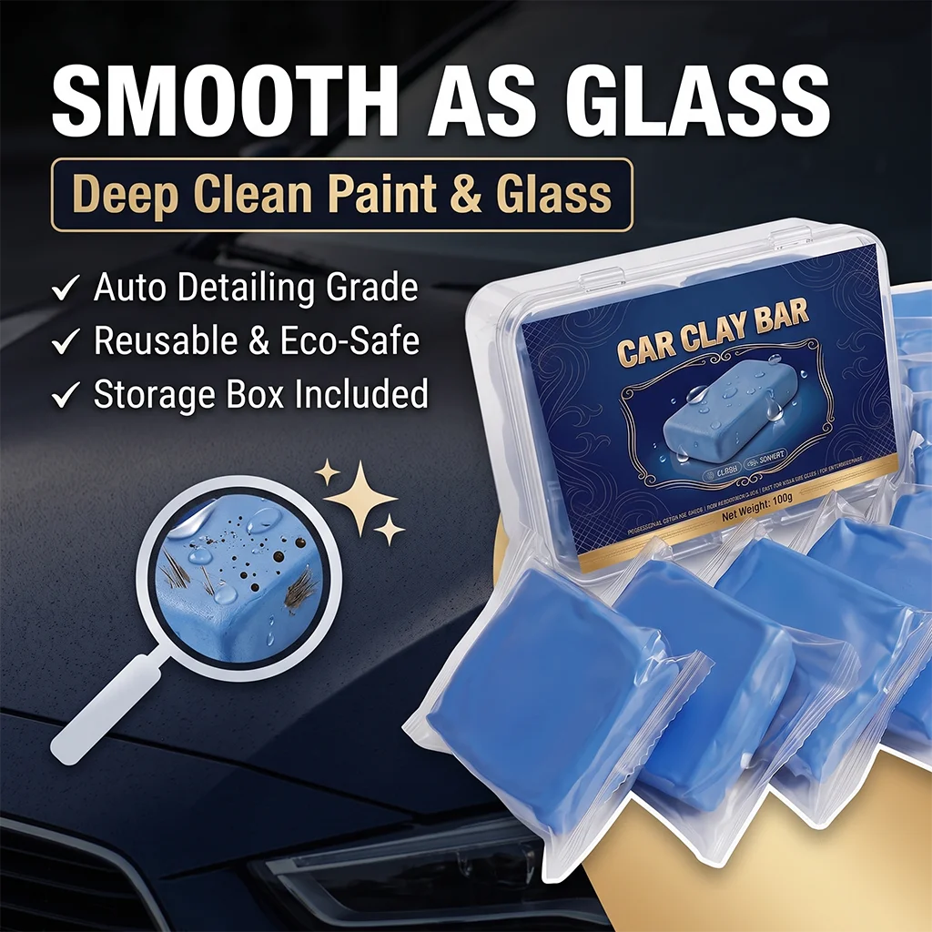 Professional Car Clay Bar Kit for Auto Detailing, Deep Clean Paint & Glass, Reusable & Eco-Friendly Clay Bar with Storage Case