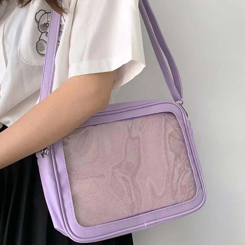 Zipper Bag Solid Color Itabag PU Idol Merchandise Storage Transparent Bags Small Item Bag Storage Bag Shoulder Bag Children