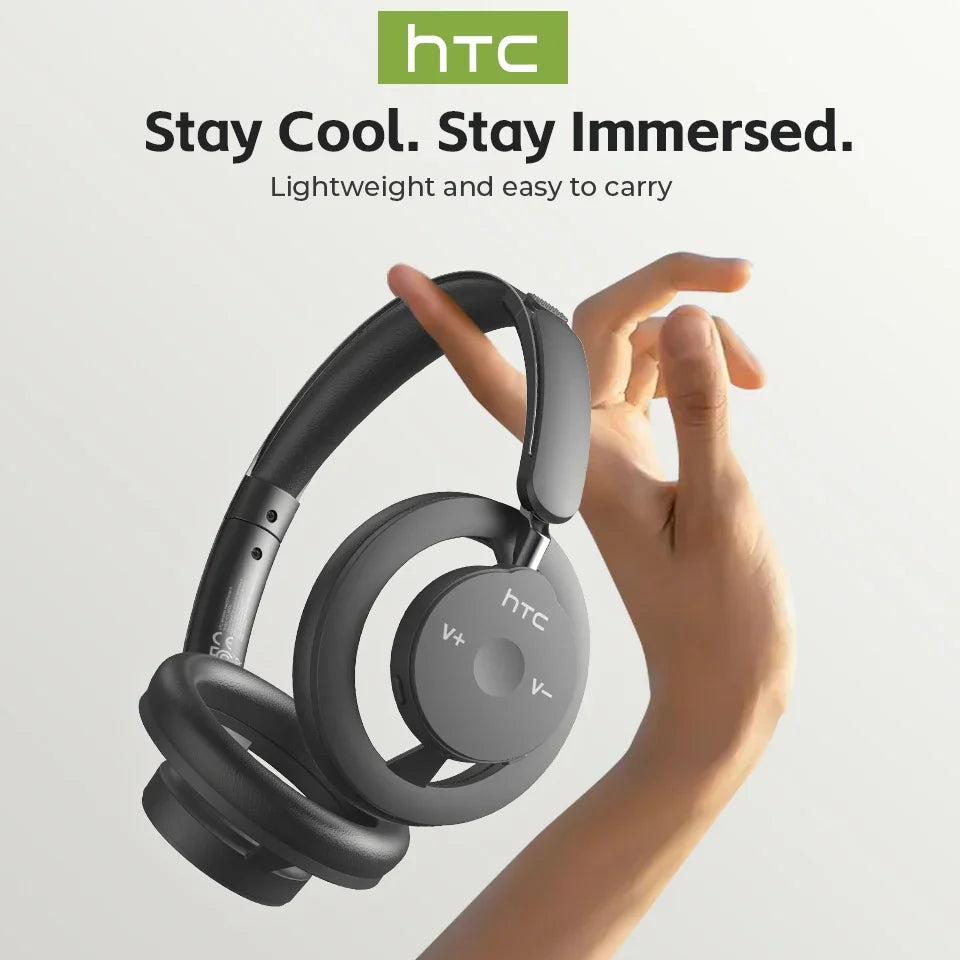 HTC HP06 Bluetooth V6.0 Wireless Open-Ear Headphones Foldable Punchy Bass Headset for PC Laptop phone TV lightweight Hollow Airy