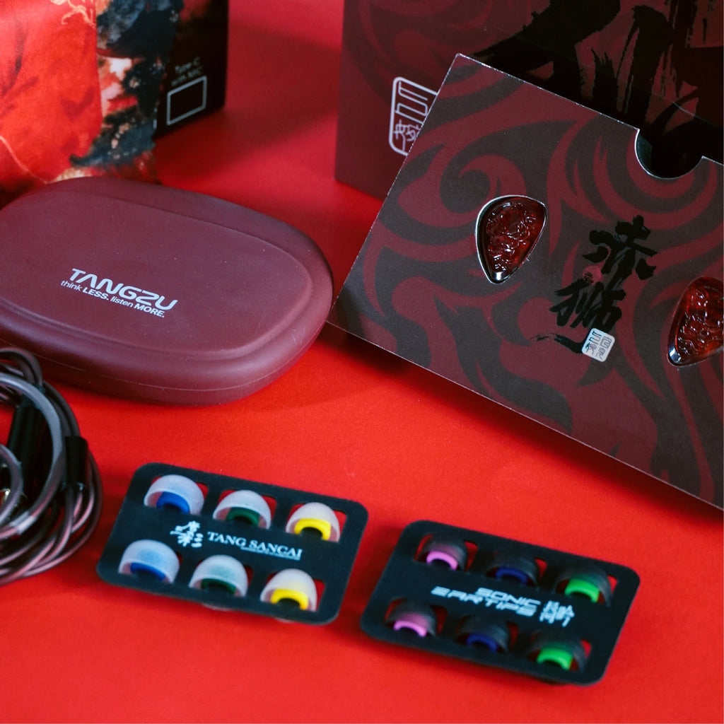 TANGZU WANER SG 2 Red Lion Edition 10mm PET Single Dynamic In-Ear Earphones with Silicone Storage Bag and Sancai Wide Bore