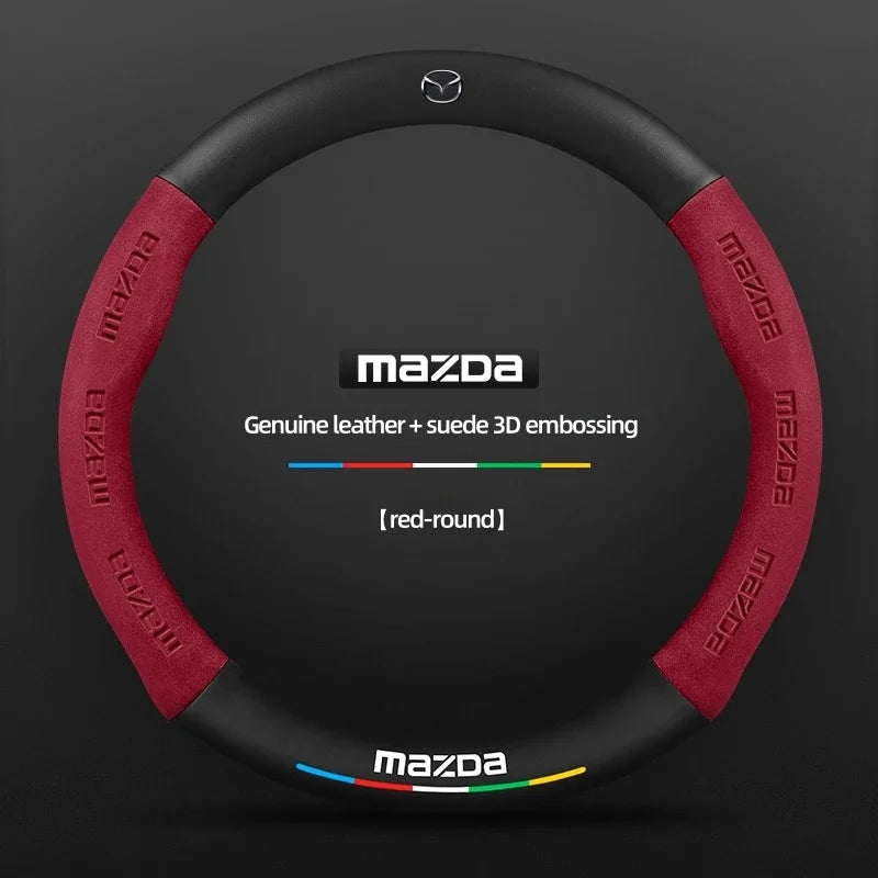 Car Suede Carbon Fiber Leather Steering Wheel Cover For Mazda BT-50 CX-3 CX-4 CX-5 CX-7 CX-9 MX5 Mazda 3 Axela 6 Gh Gj Demio Car