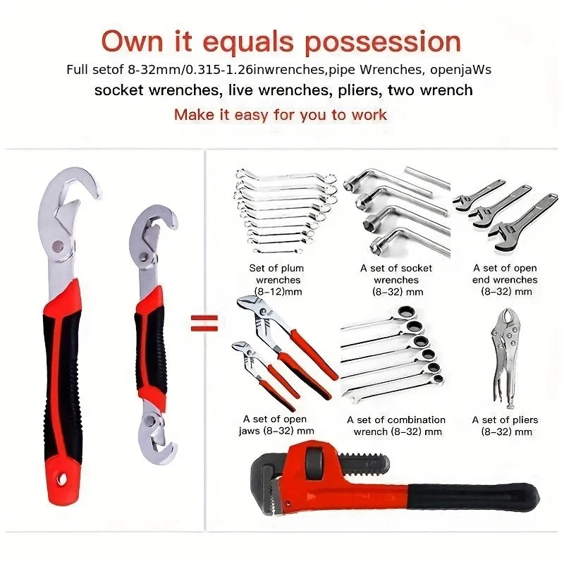Multifunctional Universal Spanner, 6-32mm Adjustable Wrench, Anti-slip Stainless Steel Tool for Workshop & Woodworking