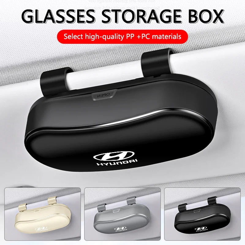 Car Sun Visor Glasses Box Portable Sunglasses Eyeglass Case For Hyundai i30 Ix35 KONA Encino Solaris Azera Grandeur Ig Accent Sa