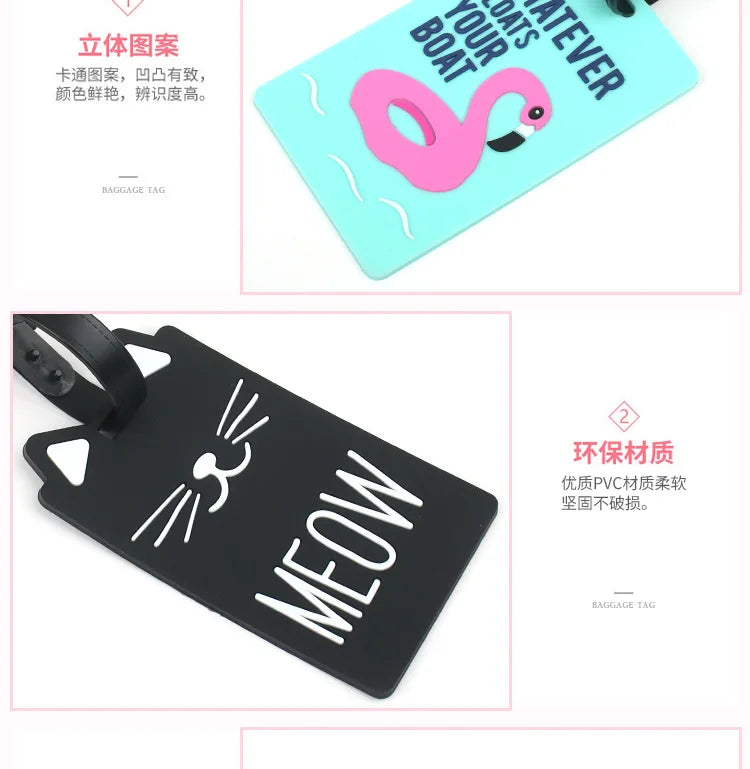 Luggage Tags Travel Suitcases Tag Cartoon Cute Luggage Tag Silicone Creative Id Name Labels Travel Tags Travel Accessories