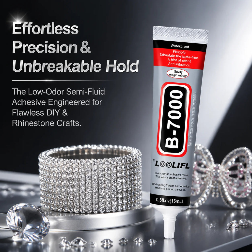 LOOLIFL B-7000 Multi-Purpose Adhesive 15ml, Flexible Waterproof Glue for Jewelry, Phone Repair & Crafts