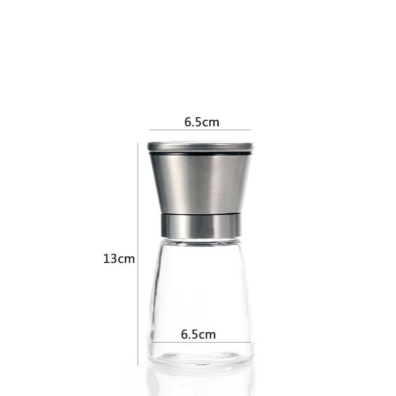 180/200ML Stainless Steel Glass Pepper Grinder Manual Salt Pepper Mill Kitchen Gadget Spice Bottle Grinder Mill Household Tool