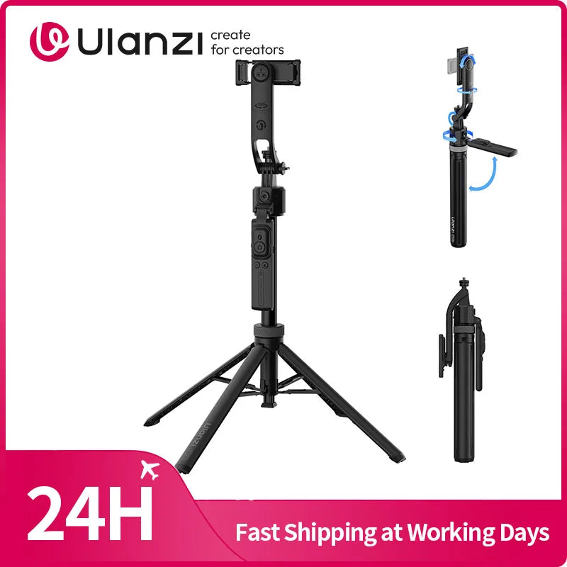Ulanzi TT23 Auto-Tracking Selfie Stick Tripod Foaldable Selfie Tripod for Smartphone Camera for Gopro with Bluetooth for Travel