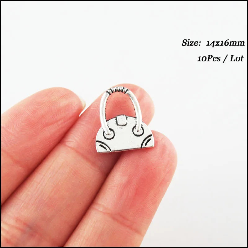 Fashion New Lady Handbag Valise Charms Tibetan Silver Plated Pendants For Gifts Jewelry