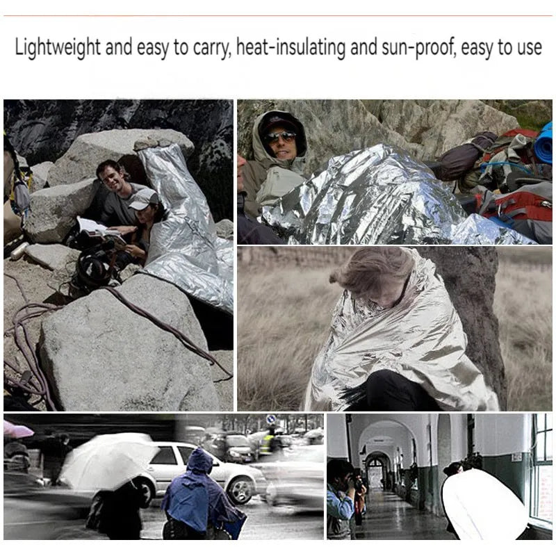 Outdoor emergency blanket portable insulation cold-proof aluminum foil reflective survival mountaineering field first aid