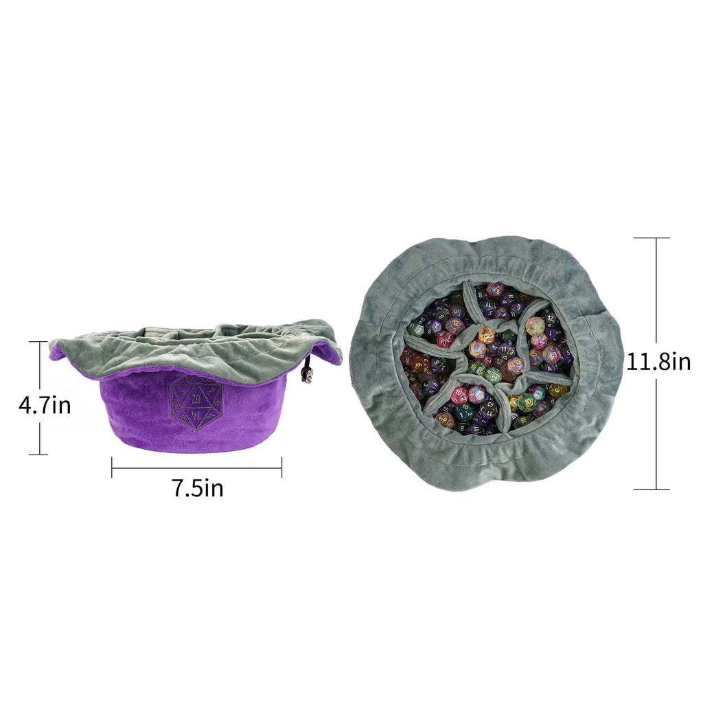 New Drawstring Dice Bag Flannelette Double-Layer Storage Bag Round Bottom Big Pouch for Packing Gift RPG Dice Board Game