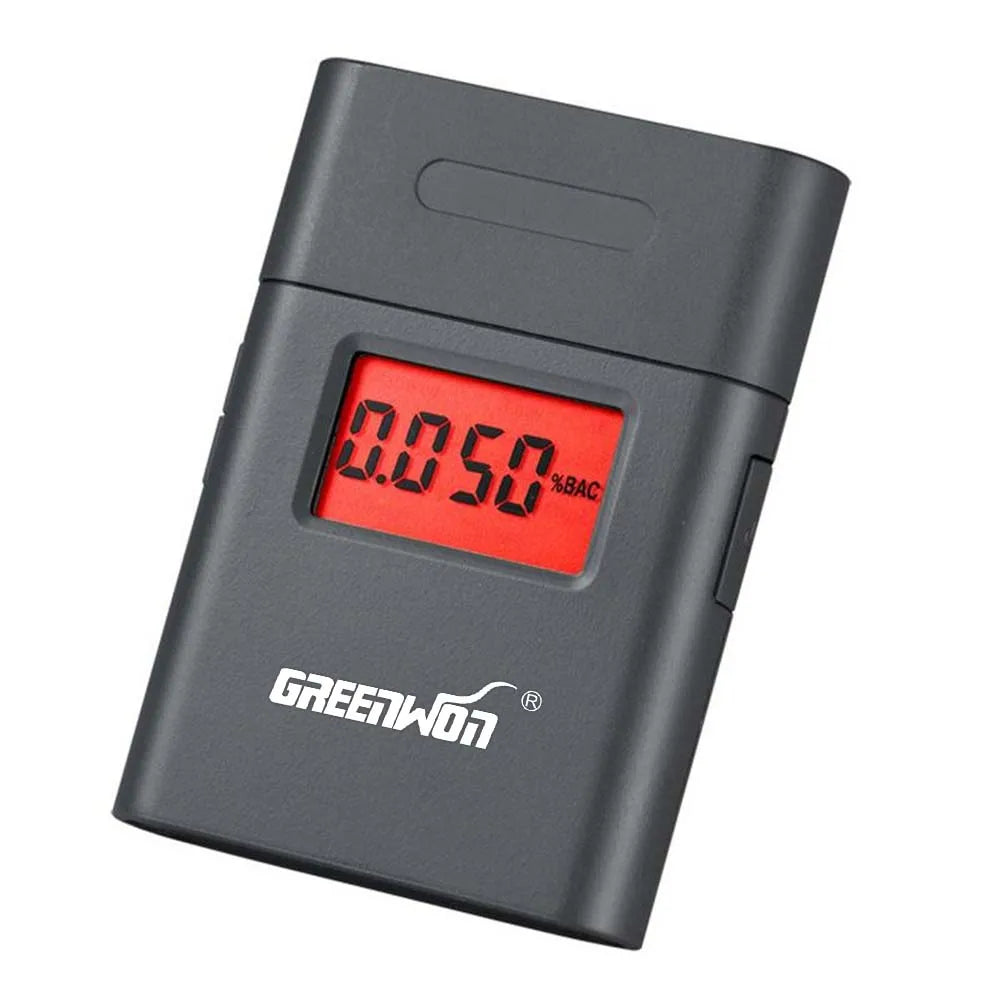 GREENWON LCD Display Mini Digital Breath Alcohol Tester Driving Breathalyzer BAC Analyzer with 5 Mouthpieces