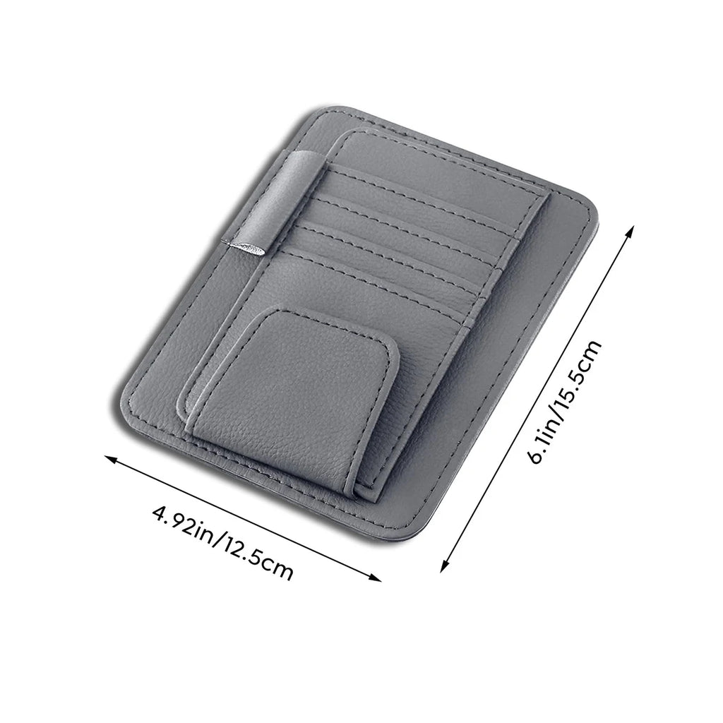 Car Sun Visor Storage Organizer, Multi-Card Slot Vehicle Holder with Eyeglasses & Pen Pocket for Neat Car Interior Storage
