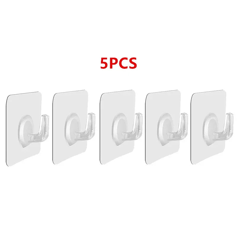 5-40pcs Transparent Plastic Duty Wall Hook for Kitchen Bathroom Office Storage No Trace No Scratch Waterproof Adhesive Hooks