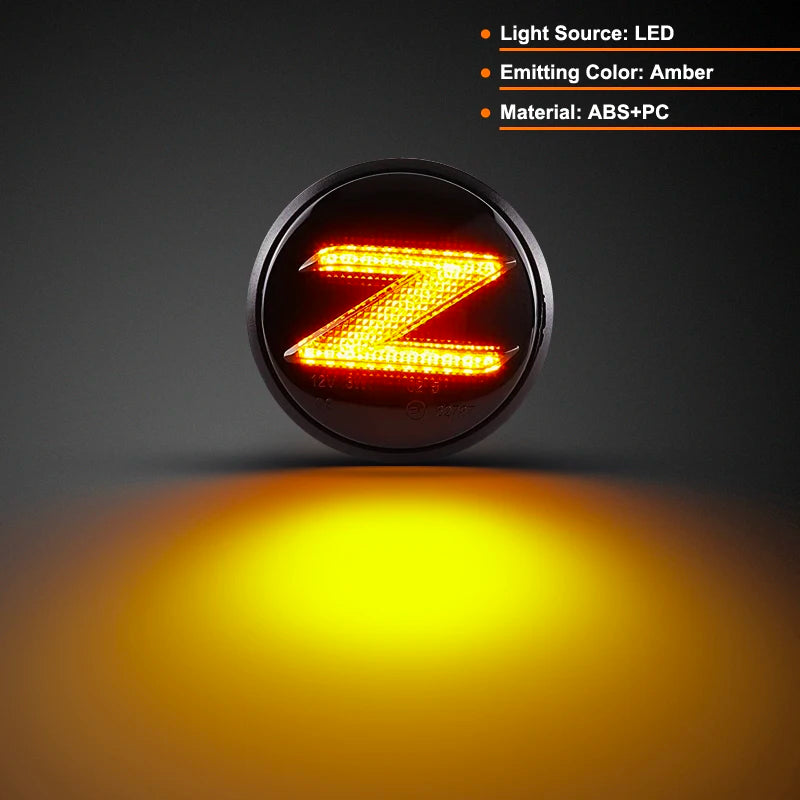 2Pcs LED Side Marker Light For Nissan 370Z Z34 2009-2020 350Z Z33 2003-2009 Side Fender Dynamic Turn Signal Indicator Lights